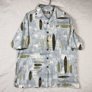VTG KAHALA Mens Hawaiian Shirt Mens‎ S Blue Surf Boards Linen Handmade in USA